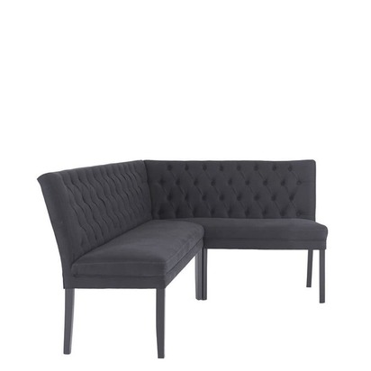 Customisable linen upholstered corner dining sofa bench - 180 (L) x 160 (R) cm - Grey 808 - No Arms - No Buttons - Antique 549 Legs