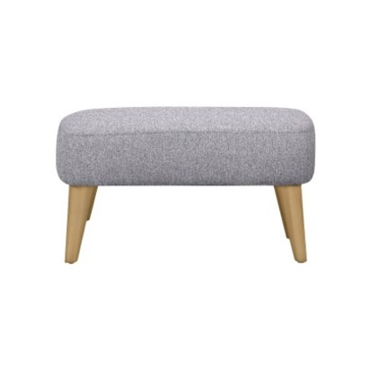 John Lewis Bergen Footstool - Brushed Tweed Grey - Light wood legs